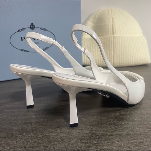 Prada White Slingback Heels - Picture 4 of 6